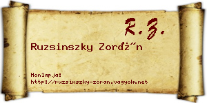 Ruzsinszky Zorán névjegykártya